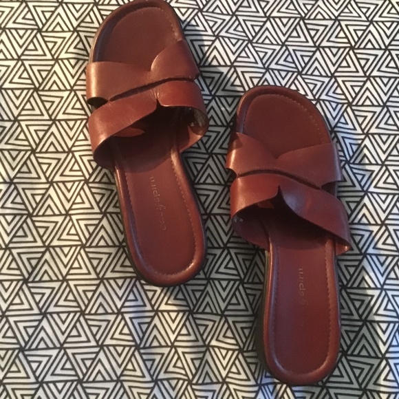 Maroon Leather Sandals - Size 7 - Picture 1 of 2